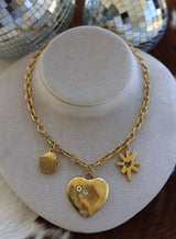 Gold Charm Necklace 17”