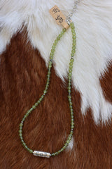 Peridot Barrel Bead Necklace 15-17” -> READ DESCRIPTION 🪲