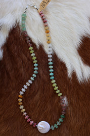 Multi Gemstone & Freshwater Pearl Necklace 18-19.5”