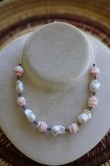 Pink Conch & Freshwater Pearl Necklace 16-18”