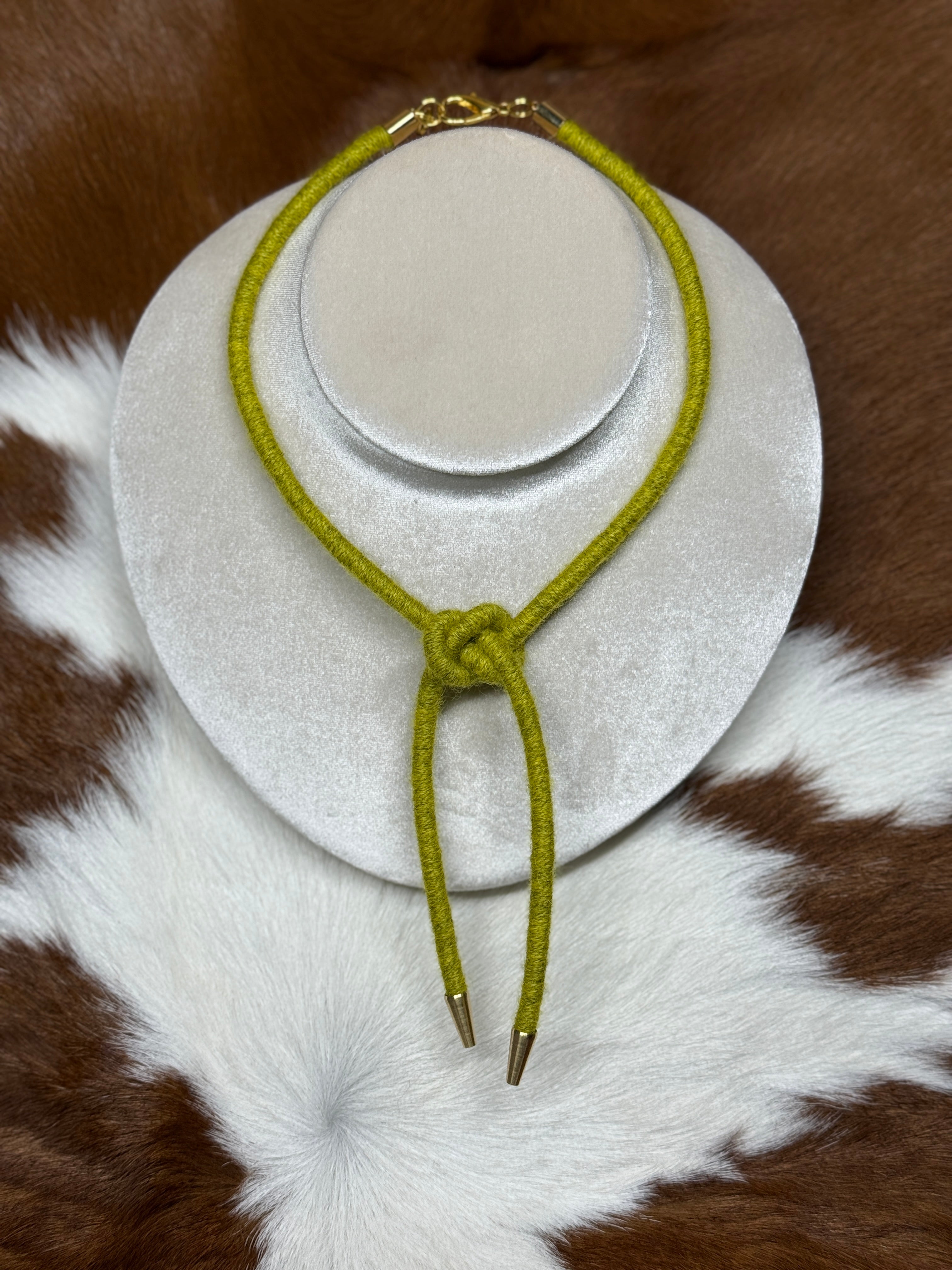 Chartreuse Square Knot Bolo