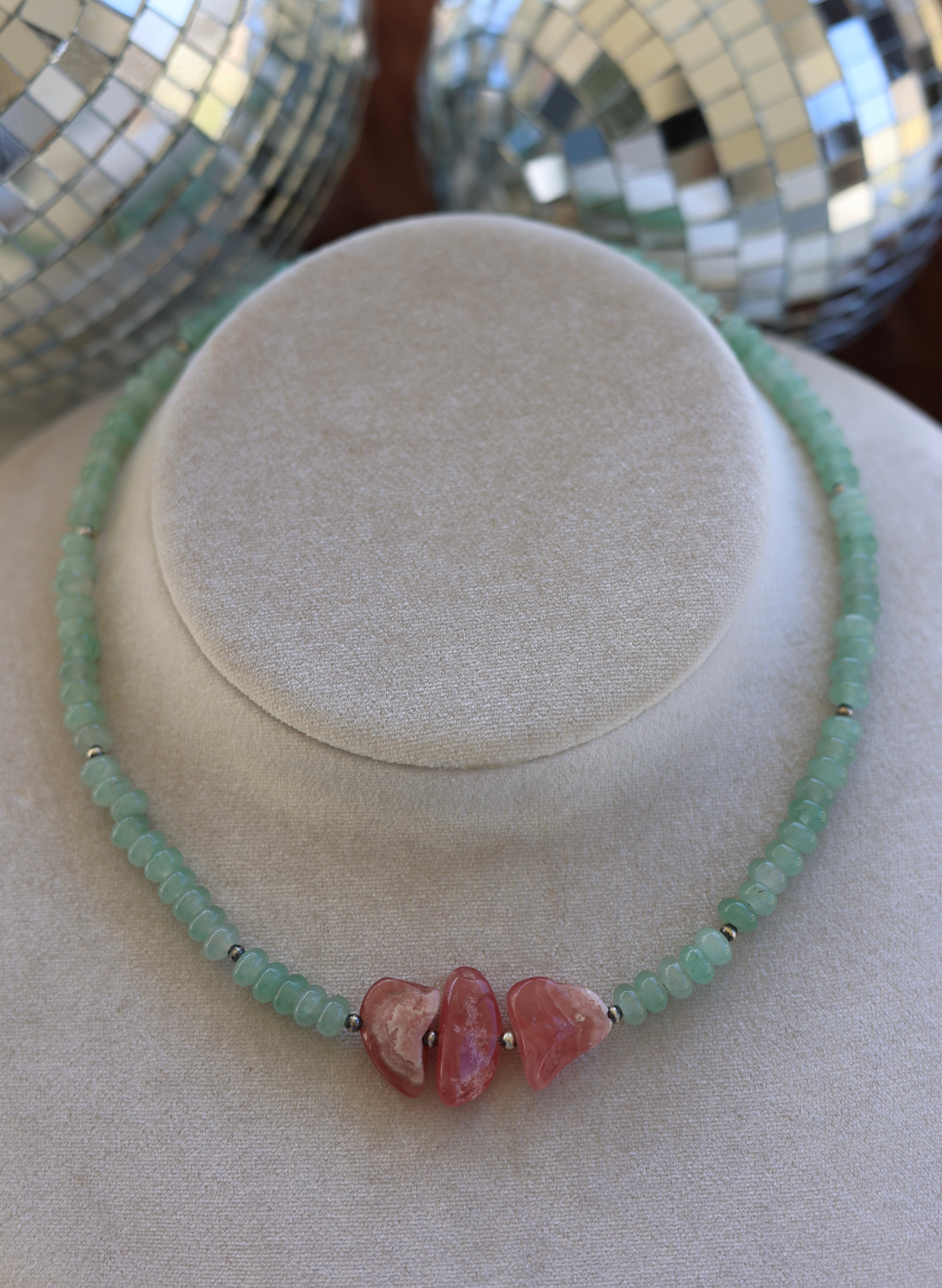 Amazonite & Rhodochrosite Necklace 17-19”