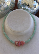Amazonite & Rhodochrosite Necklace 17-19”