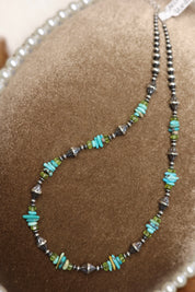 Carico Lake Turquoise & Peridot Necklace 17-18.5"