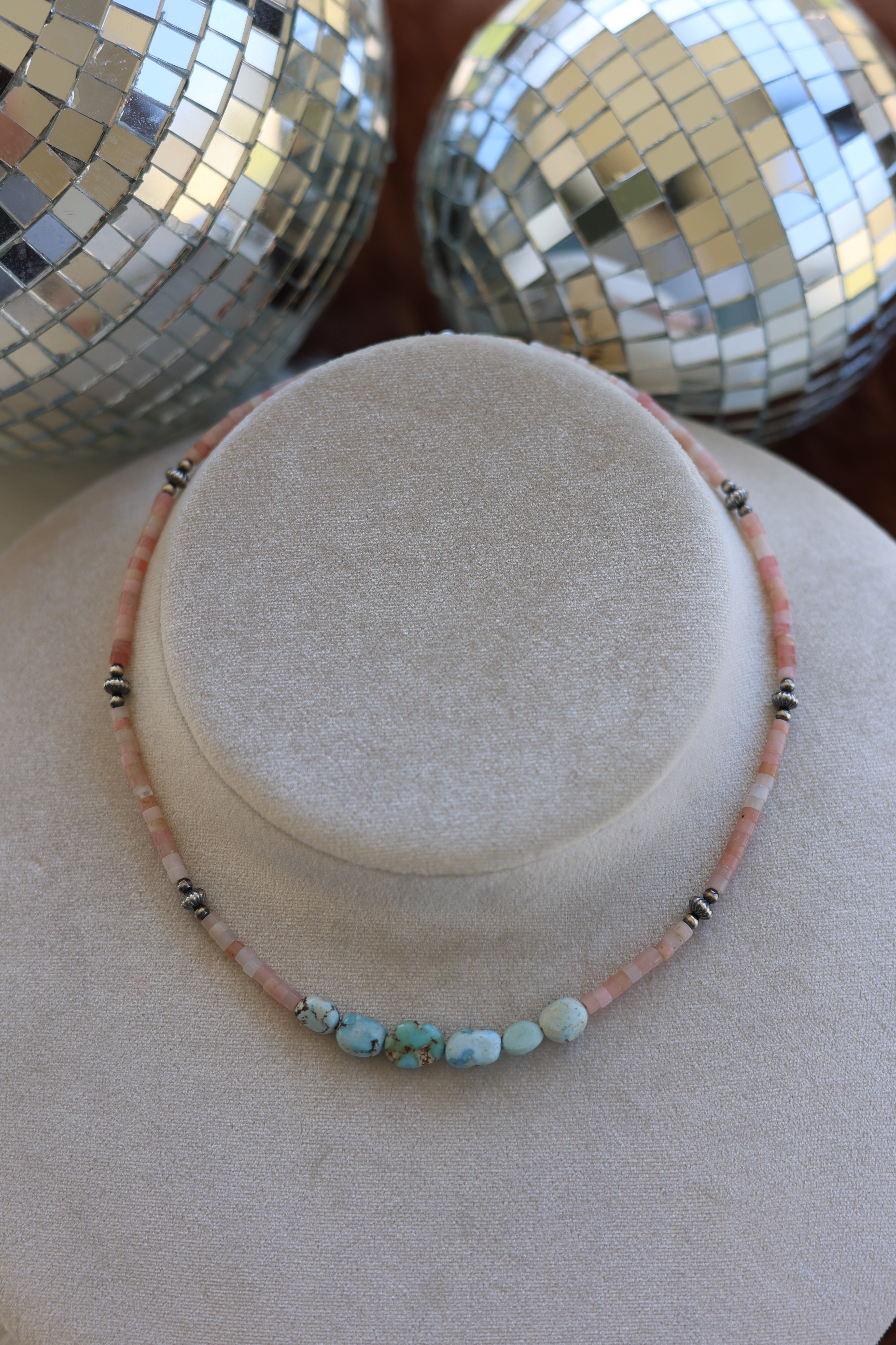 Pink Opal & Golden Hills Necklace 14-16”