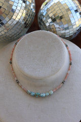 Pink Opal & Golden Hills Necklace 14-16”