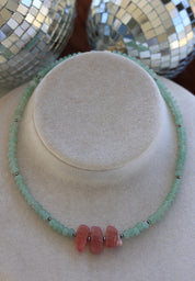 Amazonite & Rhodochrosite Necklace 17-19”