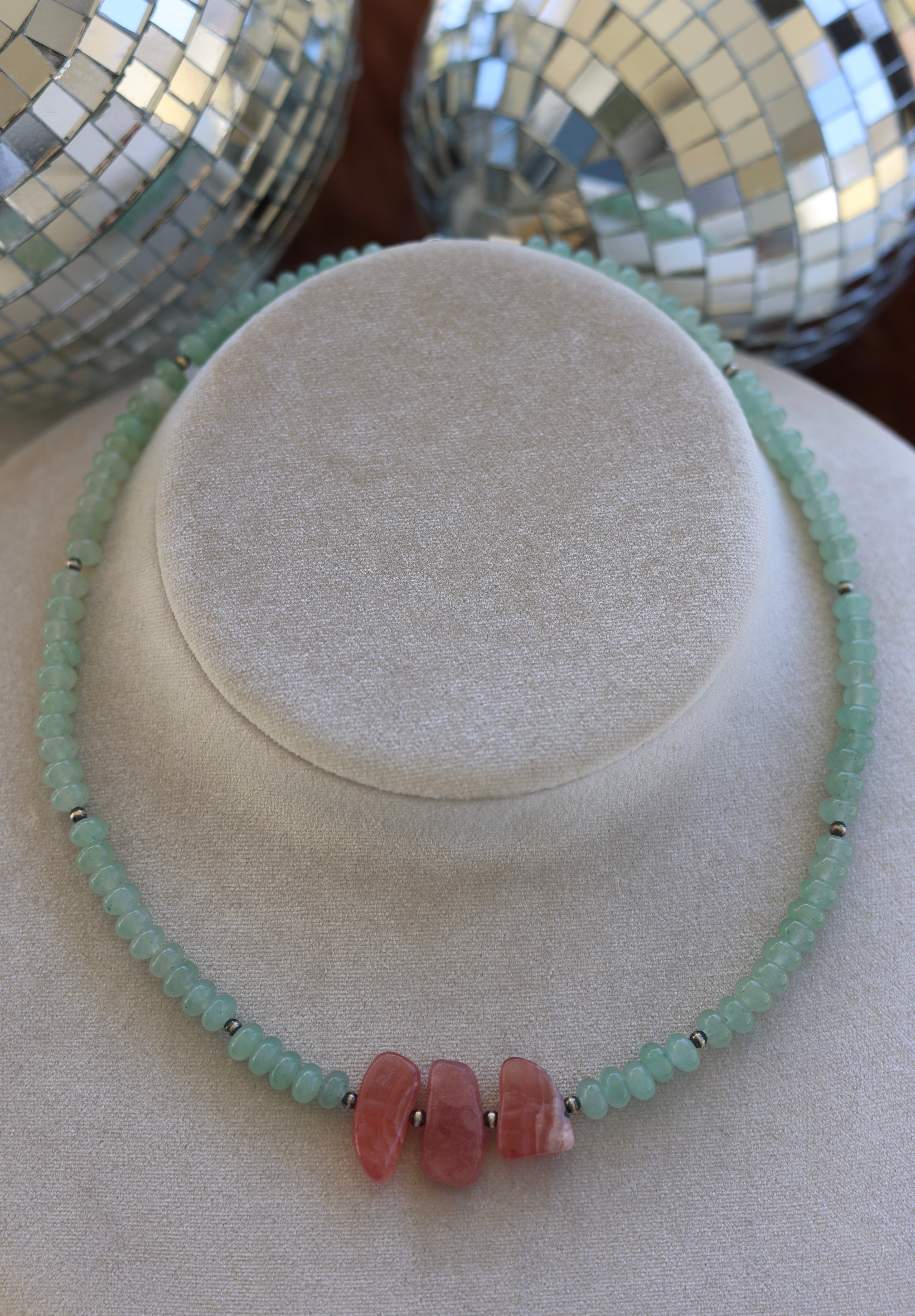 Amazonite & Rhodochrosite Necklace 17-19”