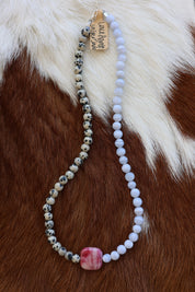 Dalmatian Jasper & Agate Necklace 16-17.5”