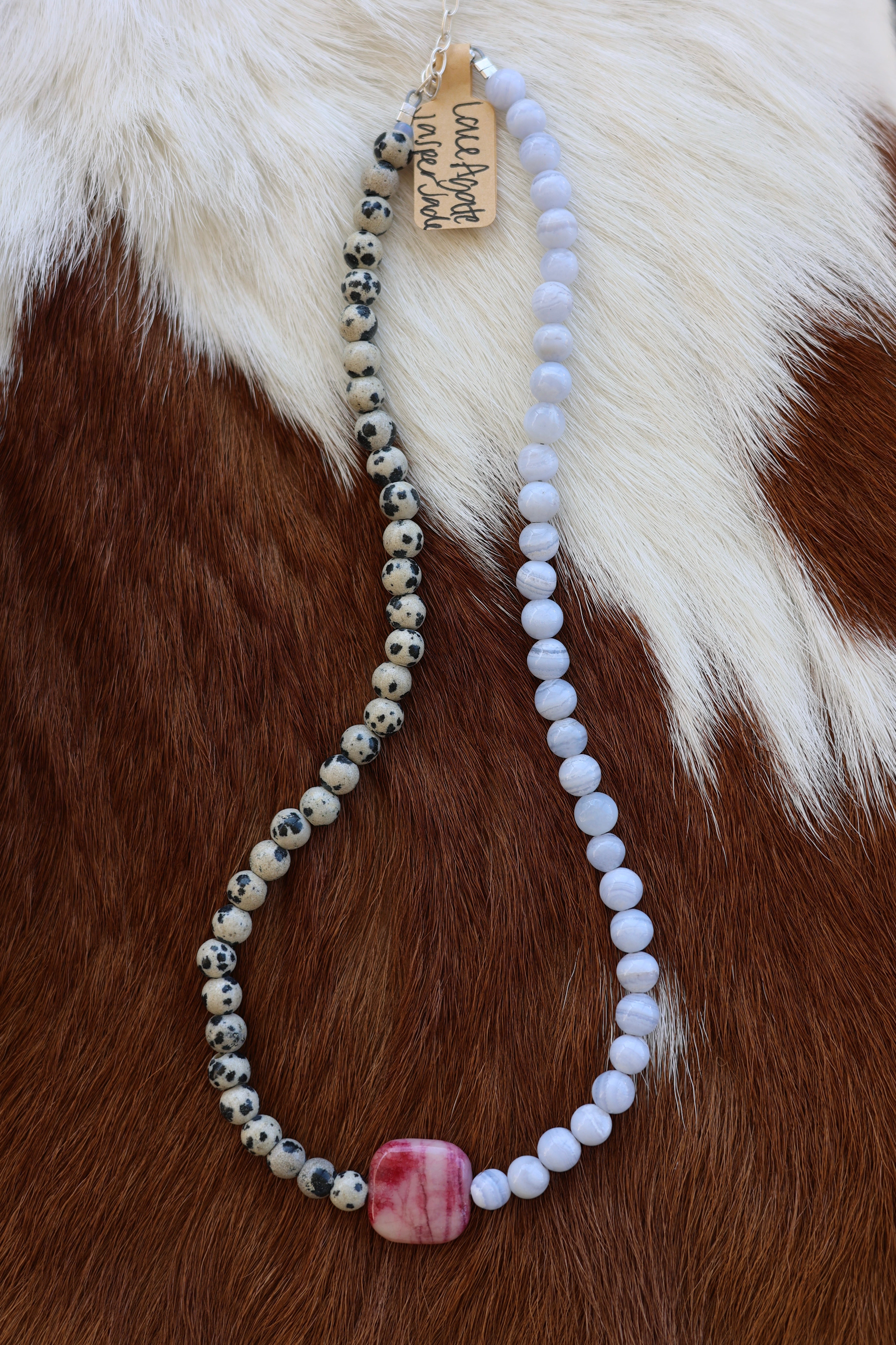 Dalmatian Jasper & Agate Necklace 16-17.5”