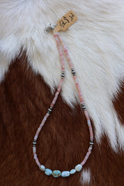 Pink Opal & Golden Hills Necklace 14-16”