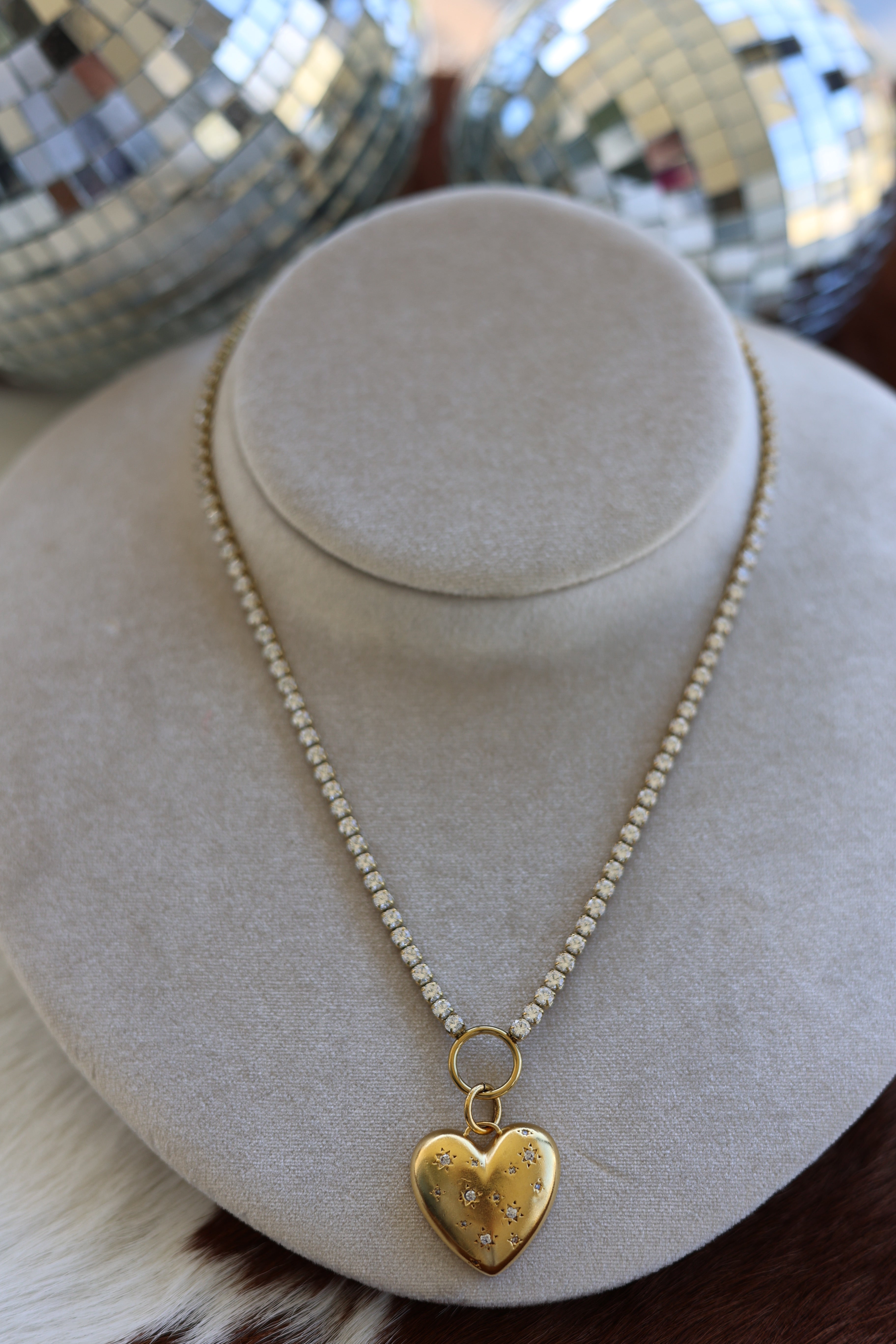 Diamond Style Heart Necklace 17”