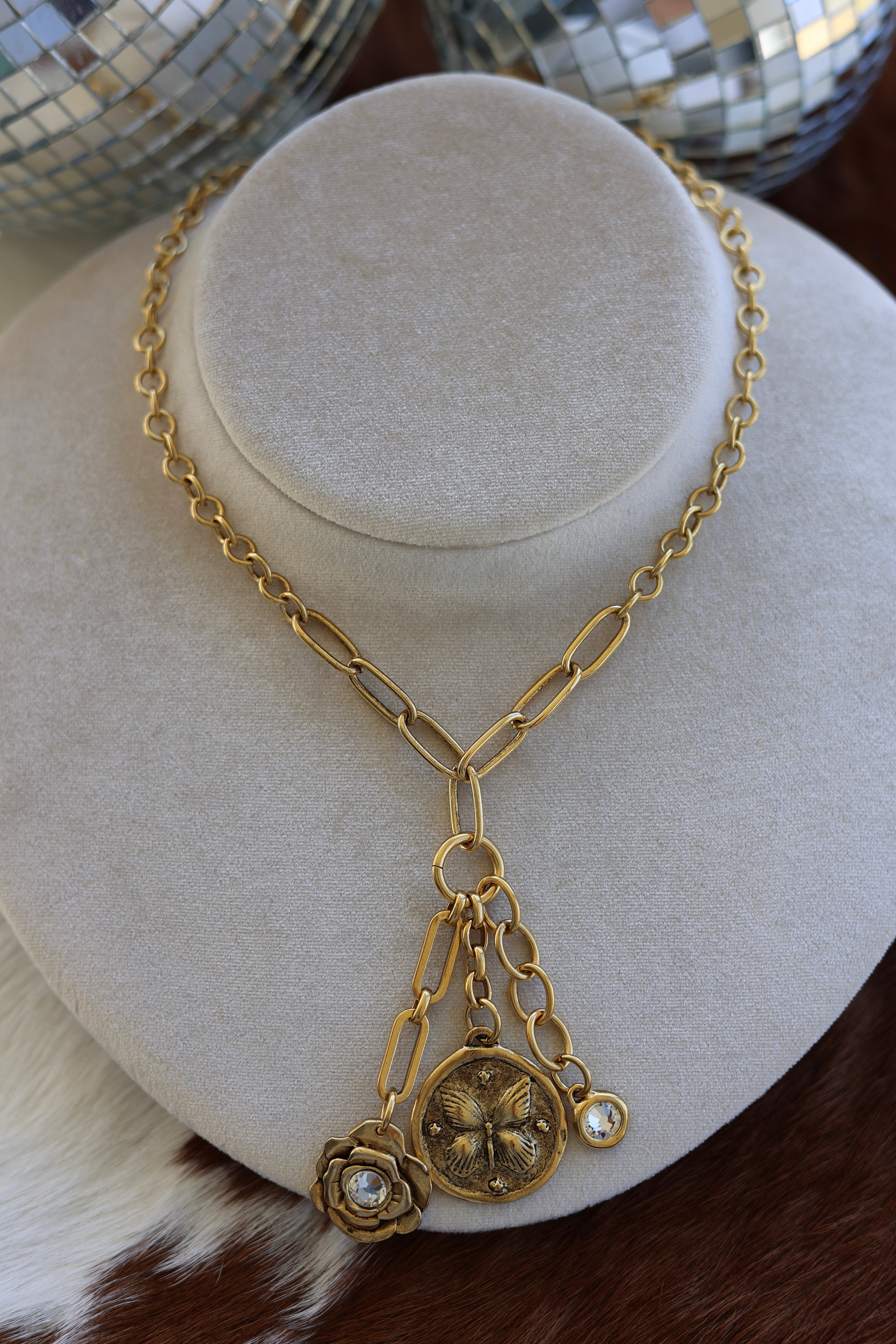 Gold Charm Necklace 17”