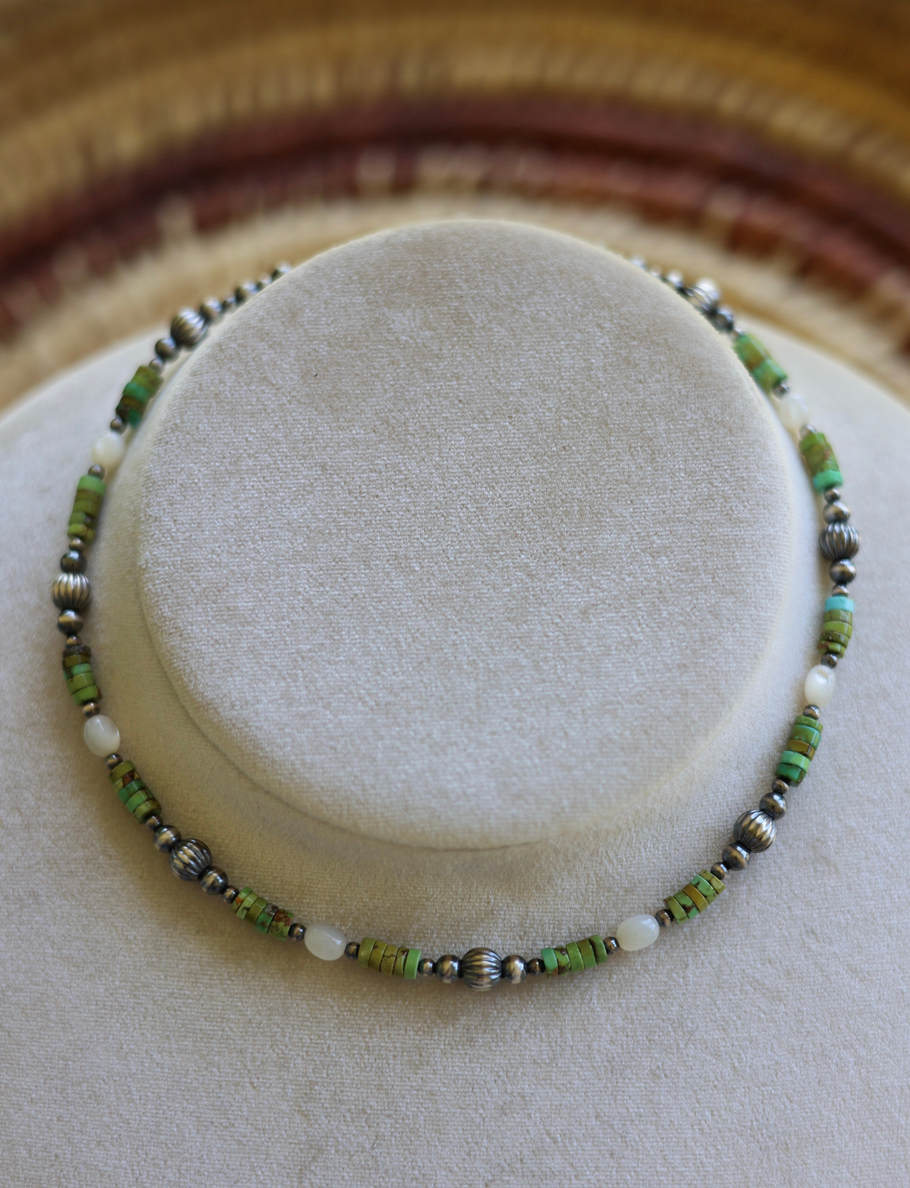 Sonoran Gold Turquoise & Mother of Pearl Necklace 13.5-15.5”