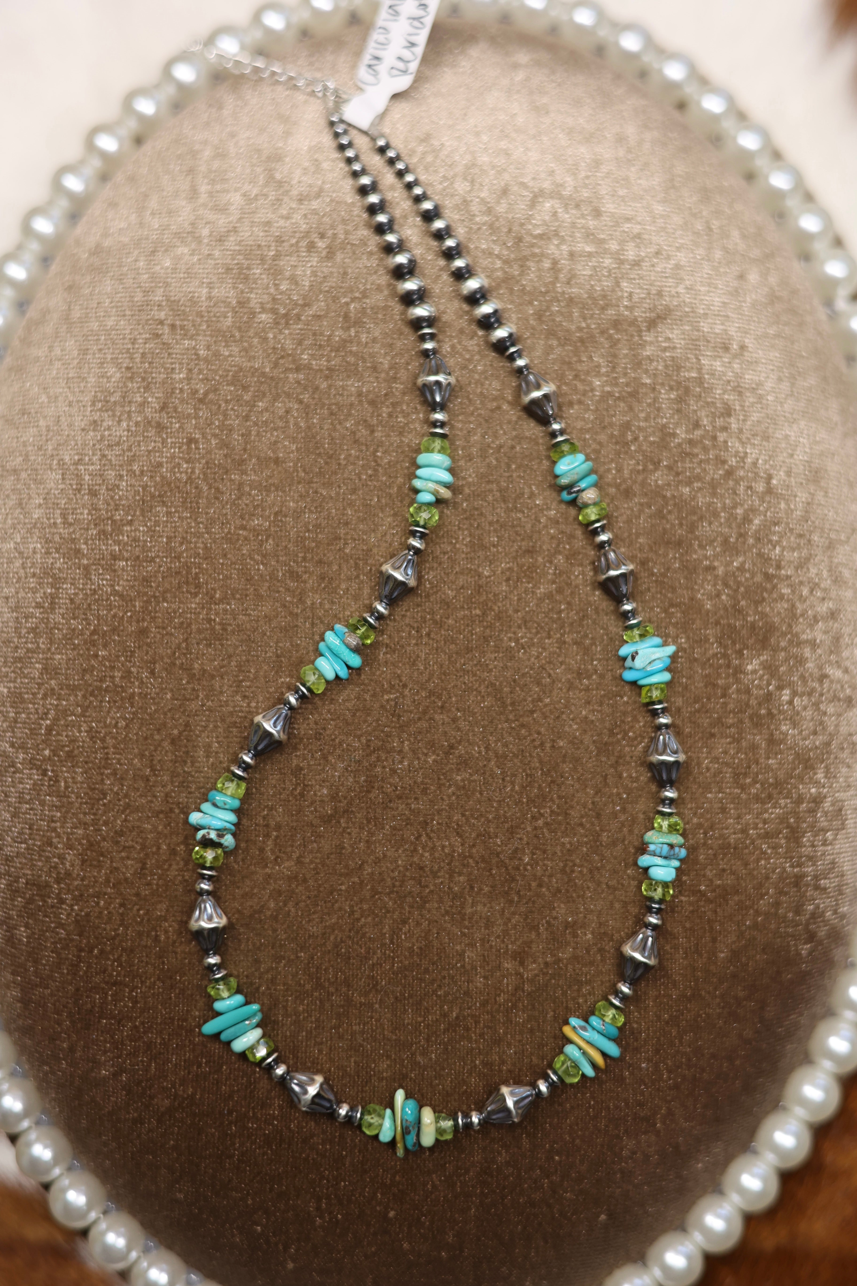 Carico Lake Turquoise & Peridot Necklace 17-18.5"