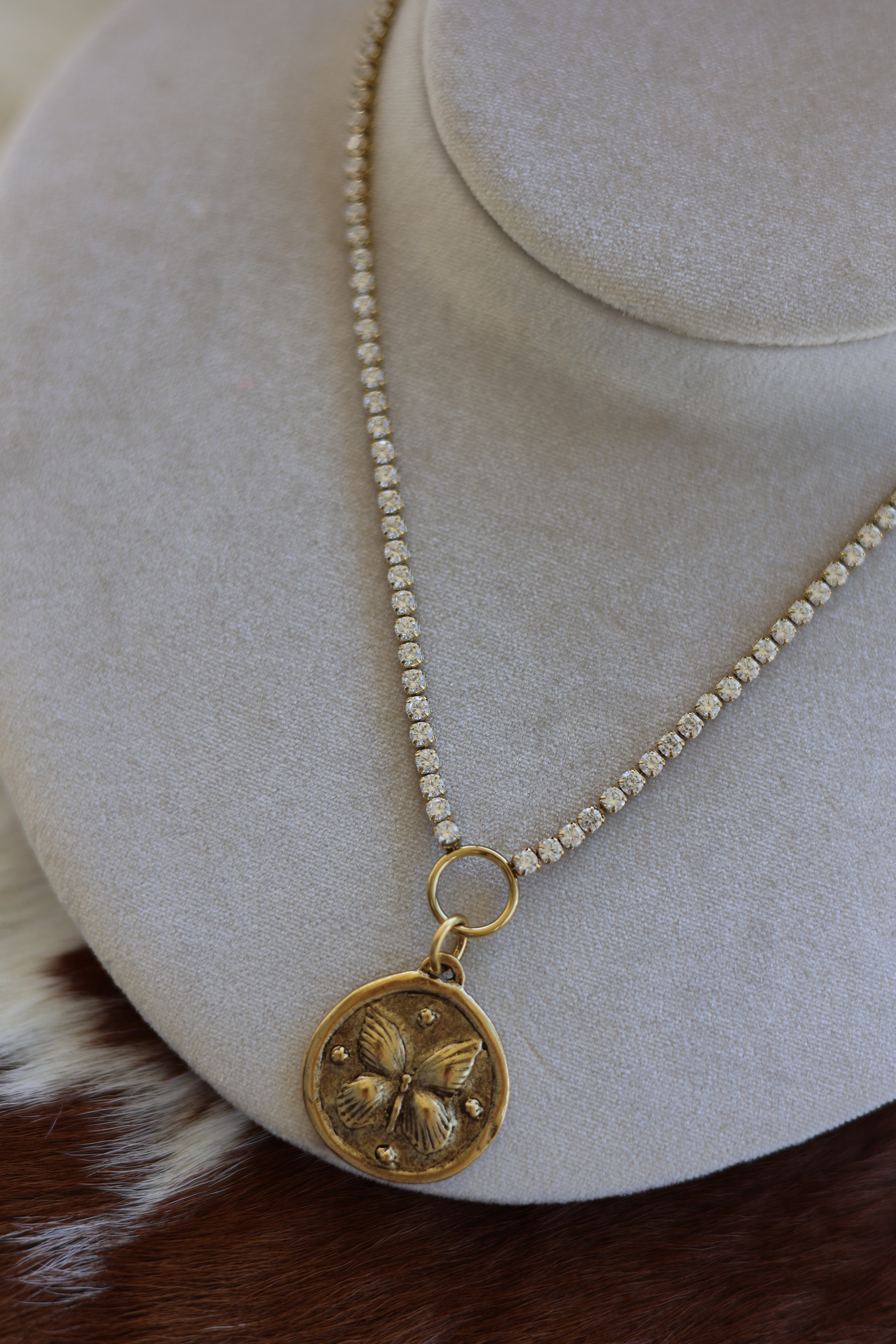 Diamond Style Butterfly Necklace 17”