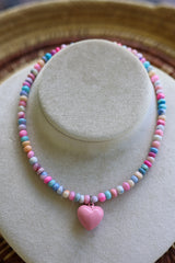 Confetti Opal Heart Necklace 15-17”