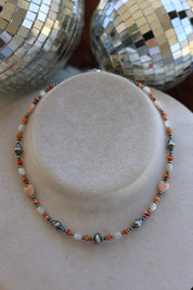 Pink Conch, Orange Spiny, & Mother of Pearl Necklace 15-17”