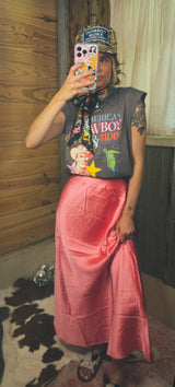 Pink Taffy Satin Skirt