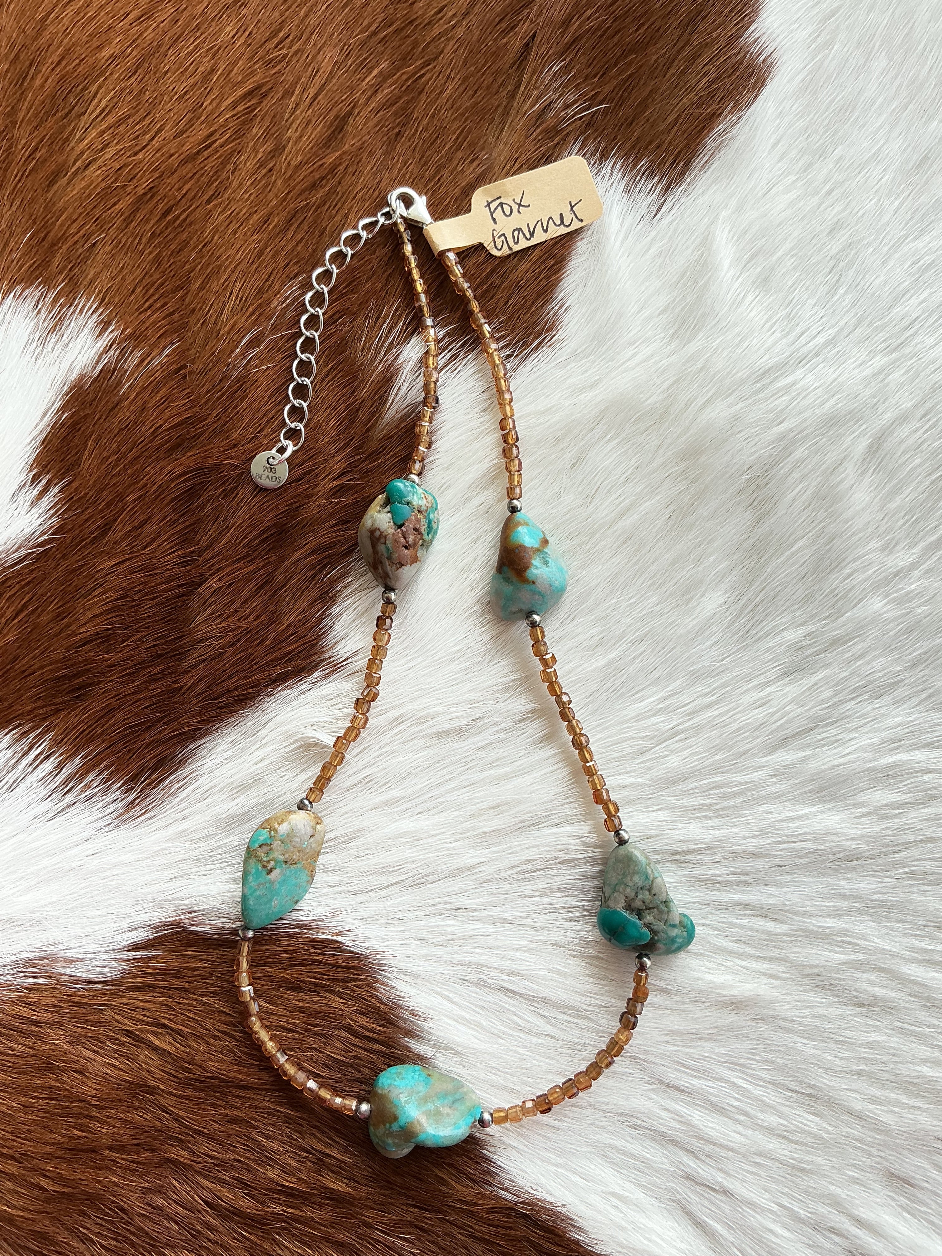 Fox Turquoise & Brown Garnet 14-16”