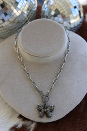 Silver Chain Butterfly Necklace 18”