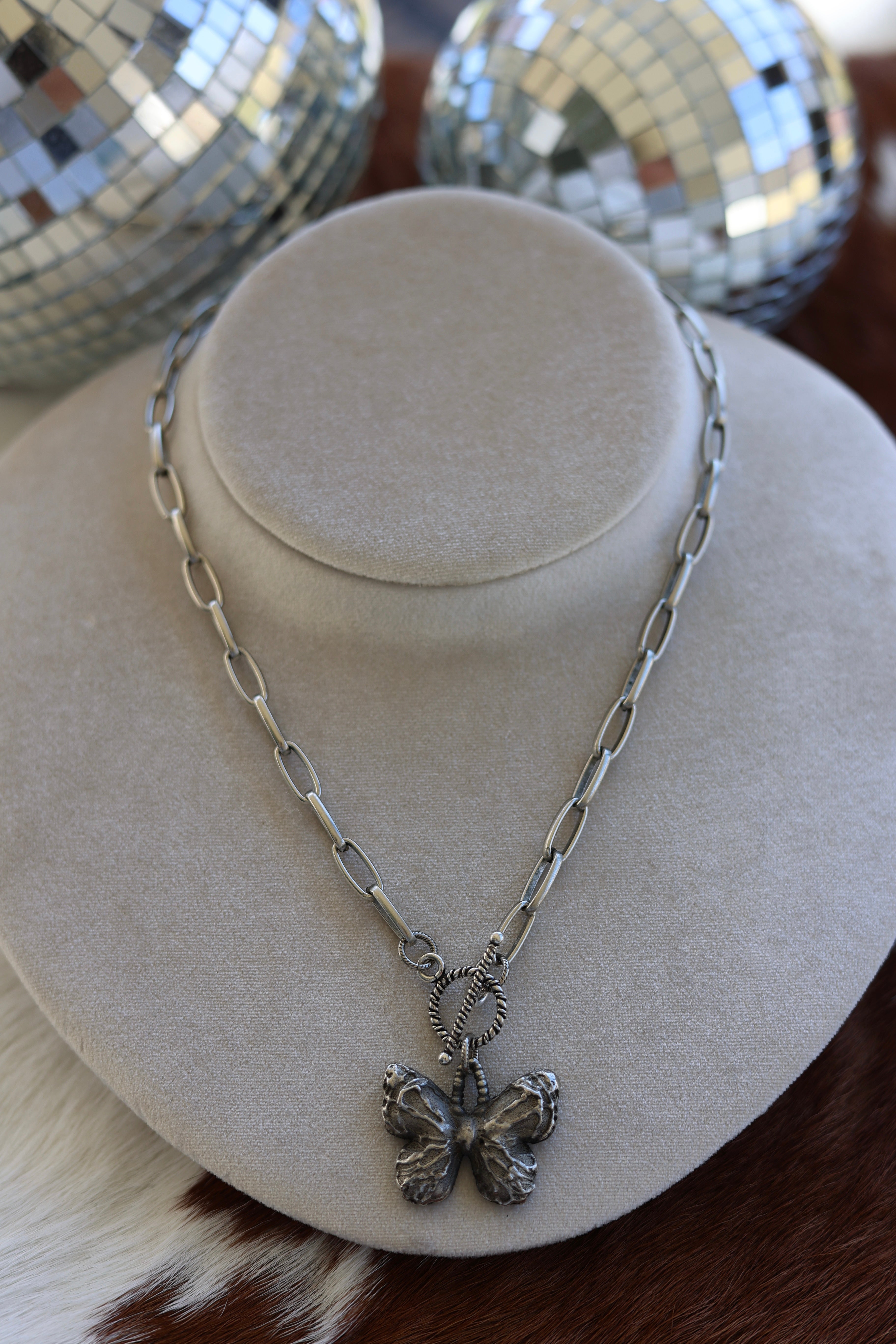 Silver Chain Butterfly Necklace 18”