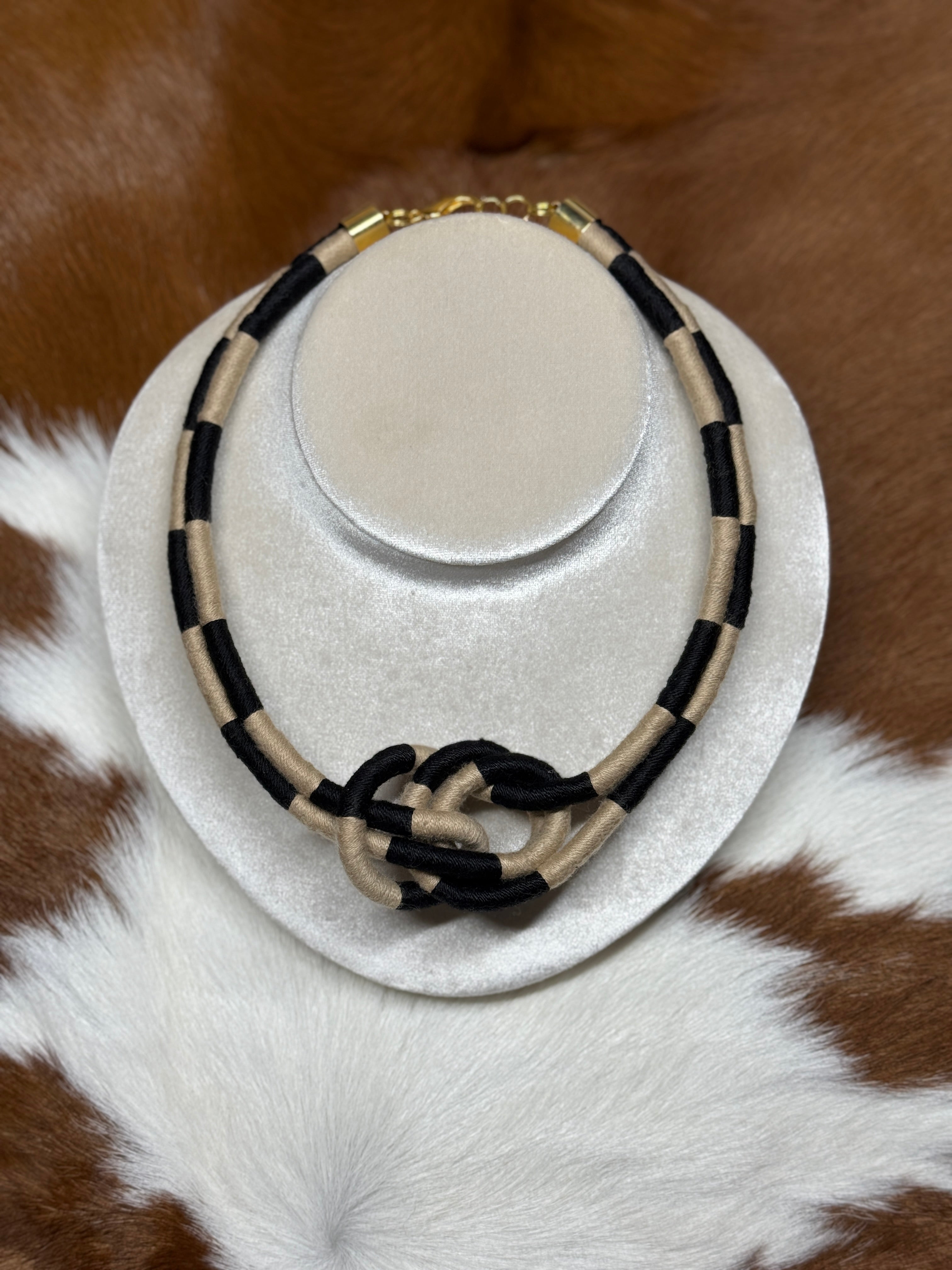 Checkered Double Knot Necklace